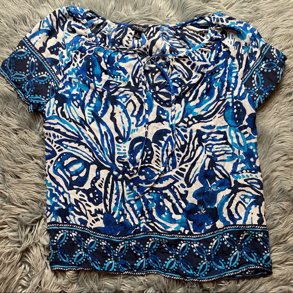 Lucky Brand Floral Short Sleeve Top - Picture 1 of 5
